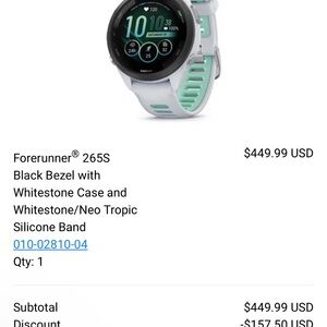 Garmin Forerunner 265S Black Bezel with White and Neo Tropic Band